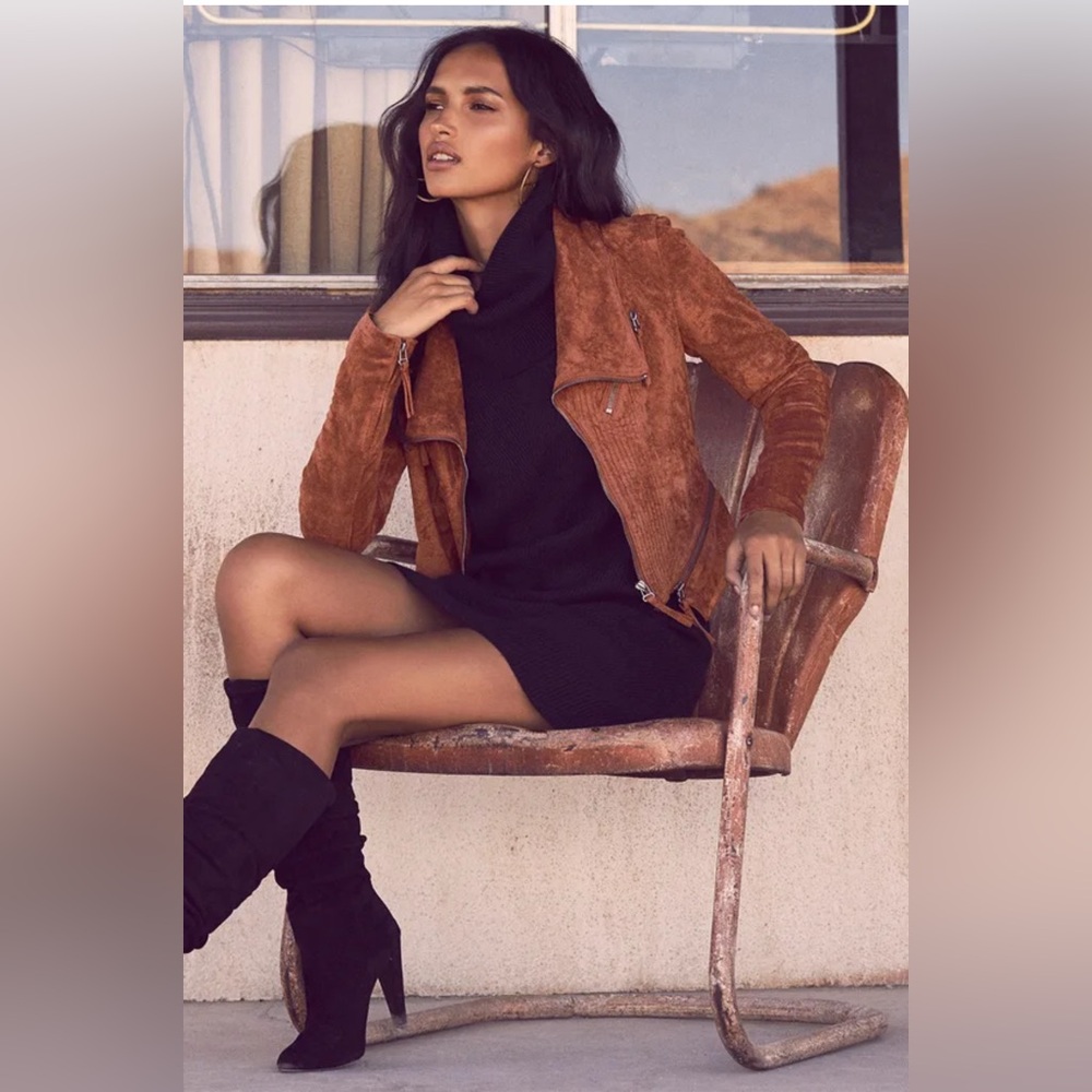 Ready For Anything Rust Orange Suede Moto Jacket